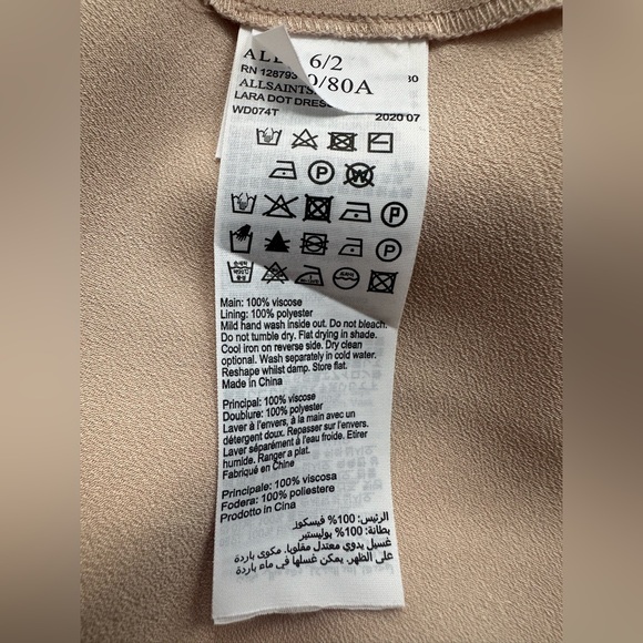 All Saints Lara Polka Dot High Low Long Sleeve Midi Dress With Slip - Picture 16 of 16